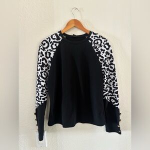 SHEIN Black and White Animal Print Long Sleeve Top
